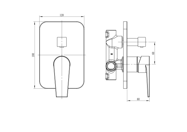 Встраиваемый смеситель для душа Esko Budapest BT83-2 хром