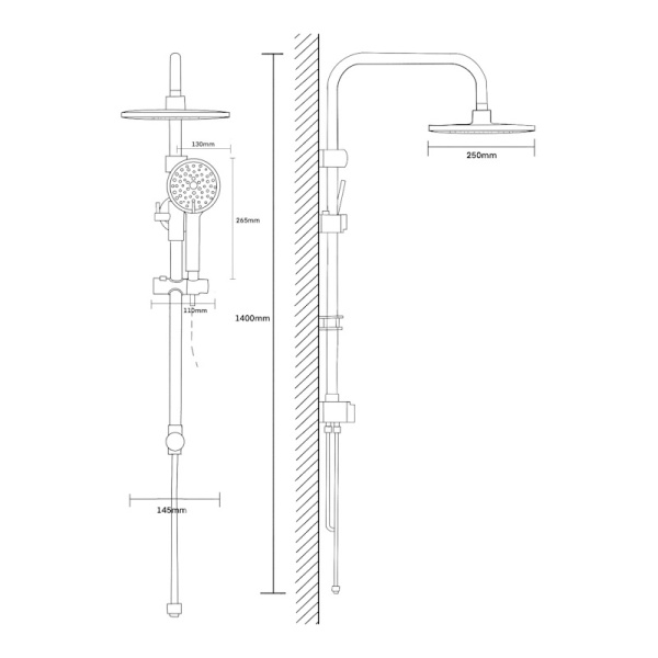 Душевая стойка со смесителем Voda VST1000-8 хром глянцевая