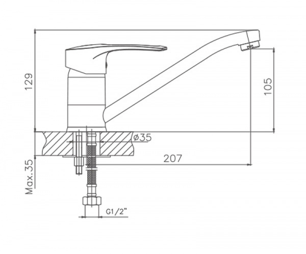 Смеситель для кухонной мойки Haiba CN4266-2 хром