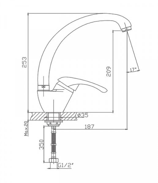 Смеситель для кухонной мойки Haiba CN4103-2 хром