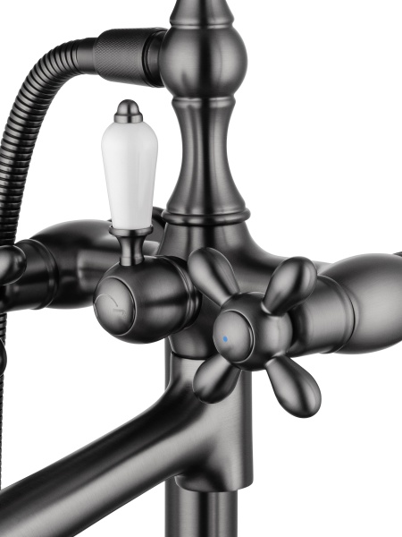 Смеситель напольный Wonzon & Woghand Retro WW-88649020-BGM темный графит брашированный с душевым гарнитуром