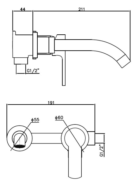 Встраиваемый смеситель Esko SM28 B черный матовый