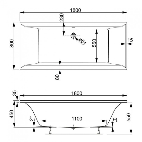 Ванна акриловая Vagnerplast Veronela 180x80 VPBA180VEA2X-04