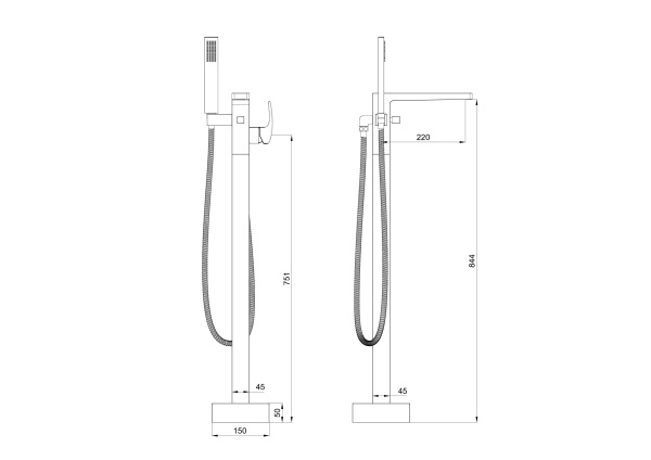 Смеситель напольный Wonzon & Woghand Fit WW-88649009-BGM темный графит брашированный с душевым гарнитуром