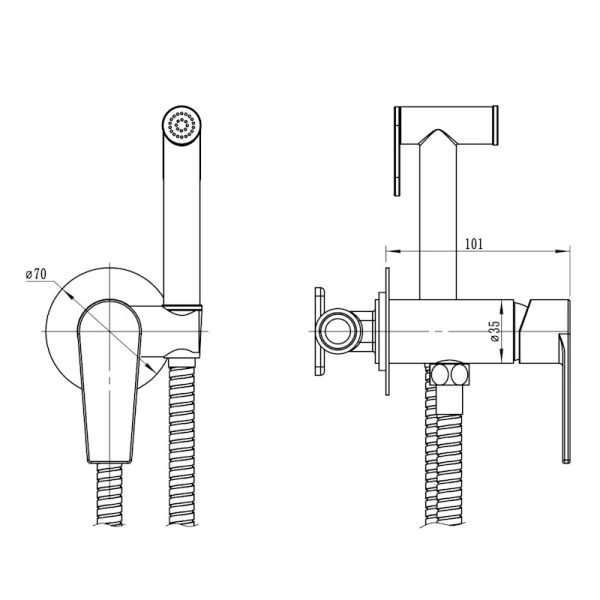 Смеситель гигиенический Esko Budapest BTSMHB хром глянцевый встраиваемый