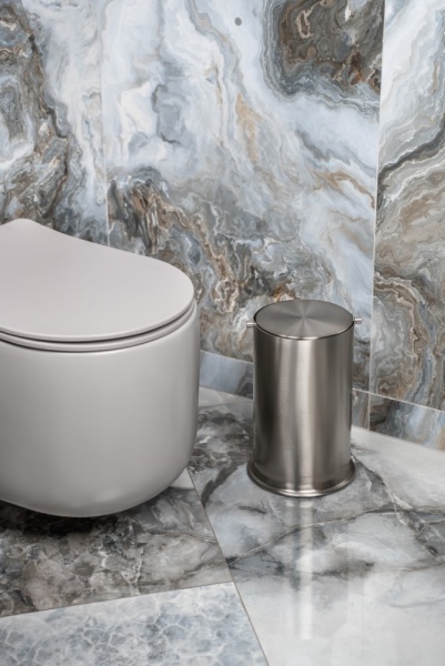 Ведро для мусора Boheme 10916-NB nickel brush с вращающейся крышкой