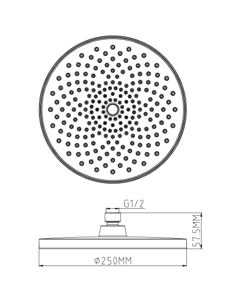 Верхний душ Esko TS250Black матовый черный