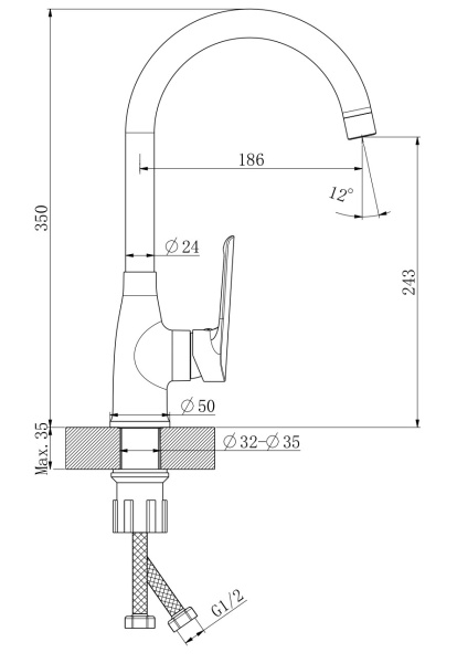 Смеситель для кухонной мойки Esko Lagos White LG519W белый матовый