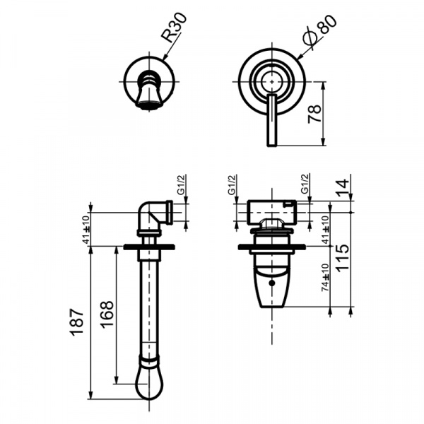 Встраиваемый смеситель для раковины Webert Opera Moderna OE830606015 хром глянцевый