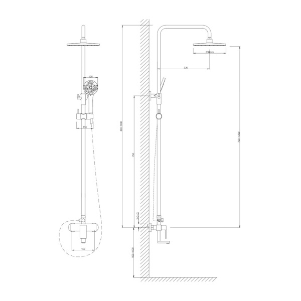 Душевая стойка со смесителем Voda VST114 хром глянцевая