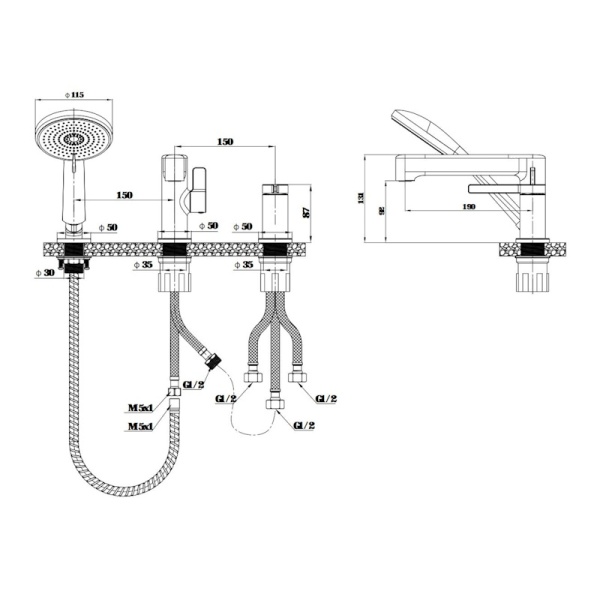 Смеситель на борт ванны Esko Sochi SC355 хром глянцевый