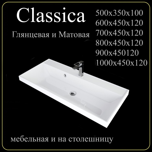 Мебельная раковина Madera Classica 4627173210157 50 см белая глянцевая