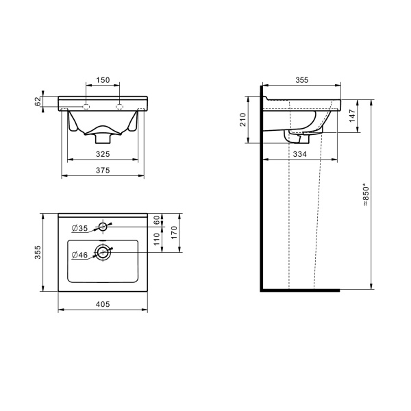 Встраиваемая раковина Santeri Визит 1.3117.7.S00.11B.0 40 см белая