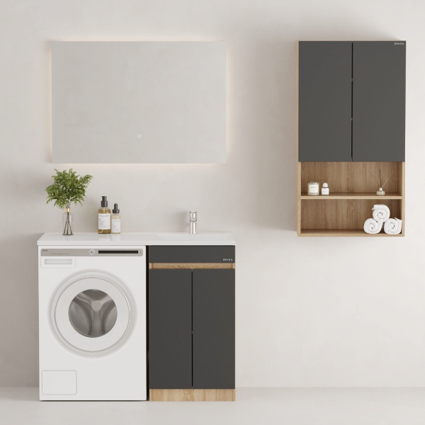 Шкаф Onika Маркус 306013 60 см серый матовый и дуб сонома разборный