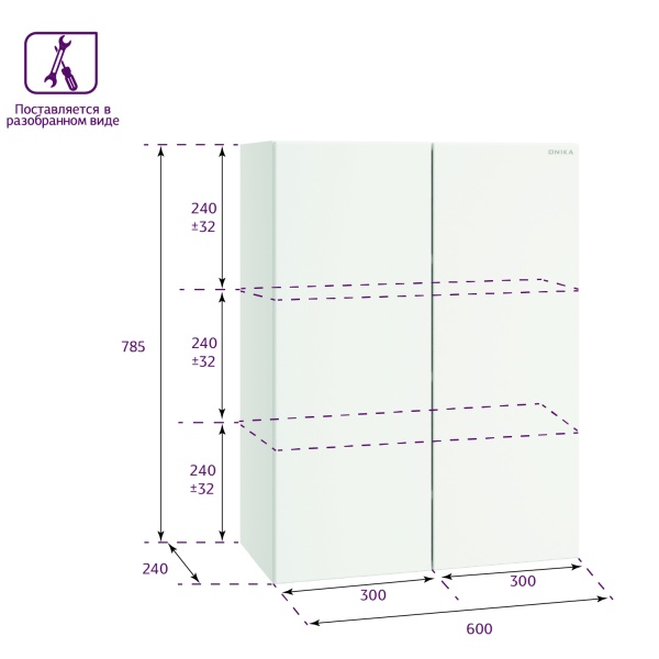 Шкаф Onika Маркус 306704 60 см белый разборный