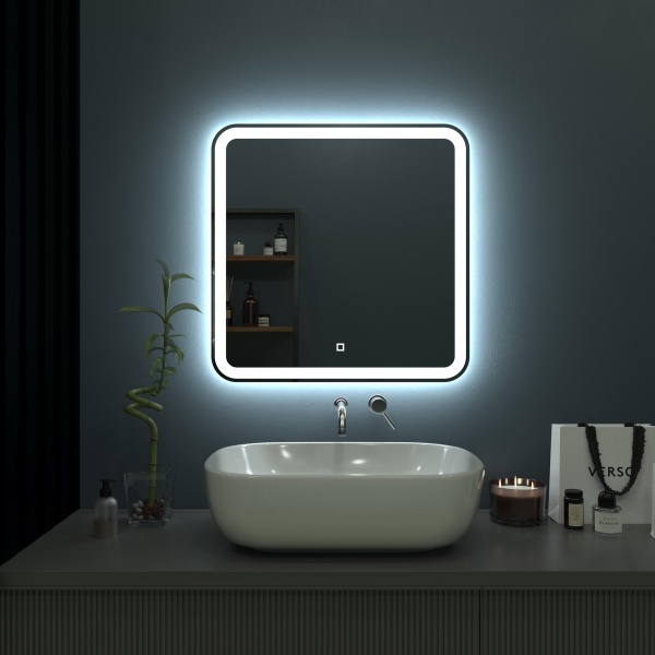 Зеркало Onika Магна 70x70 207046 белое с подсветкой и сенсором