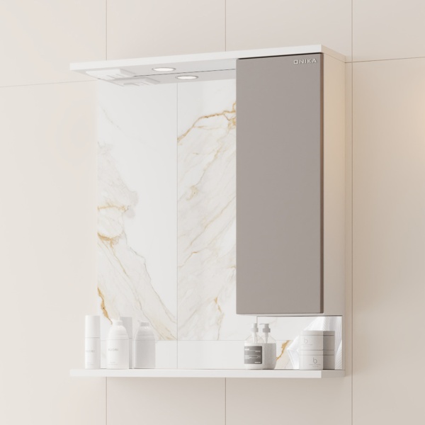 Зеркальный шкаф Onika Марви 206088 60 см R мокко с подсветкой