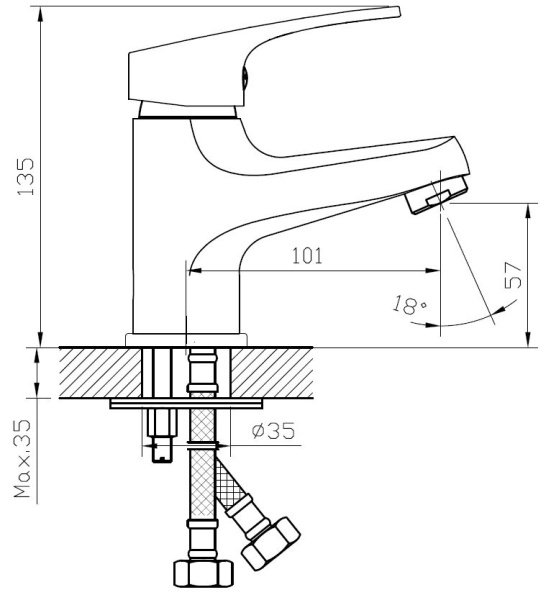 Смеситель для раковины Voda Splash SPL26 хром глянцевый