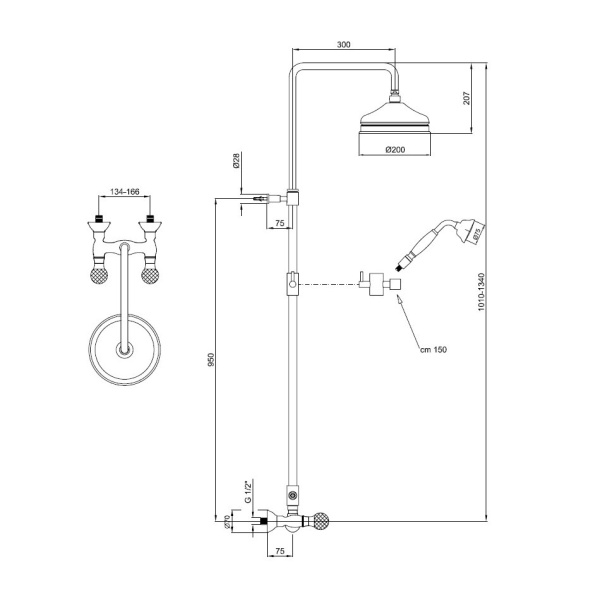 Душевая стойка со смесителем Webert Karenina KA760405015 хром глянцевая