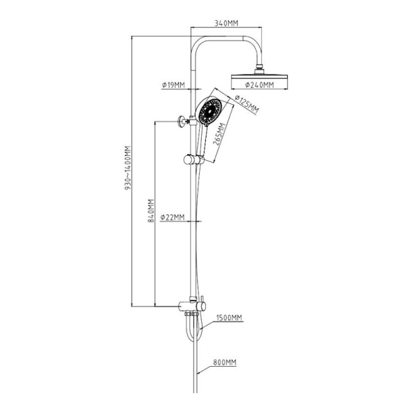 Душевая стойка со смесителем Esko ST1300Black черная матовая