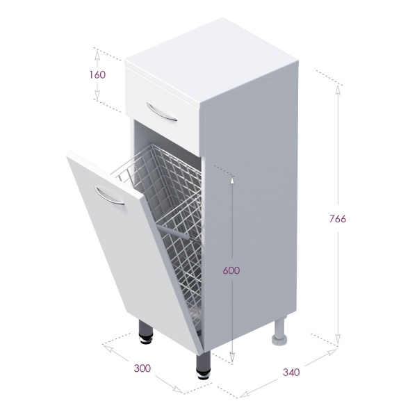 Пенал Onika Каприз 403003 30 см белый с бельевой корзиной