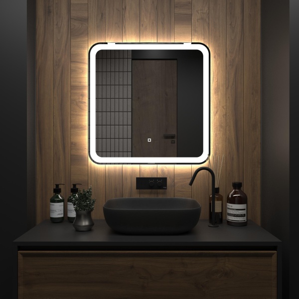 Зеркало Onika Магна 70x70 207046 белое с подсветкой и сенсором