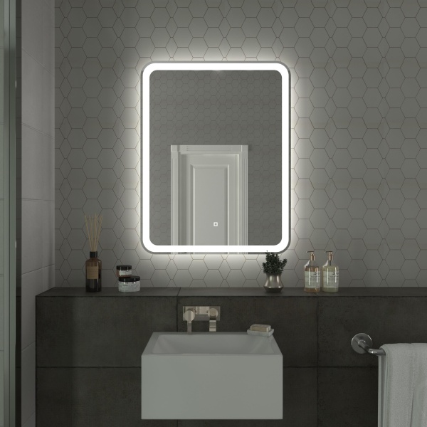 Зеркало Onika Магна 50x80 205024 белое с подсветкой и сенсором