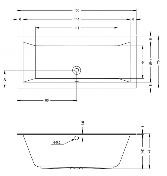 Ванна акриловая Riho Lugo 160x70 B138001005 пристенная