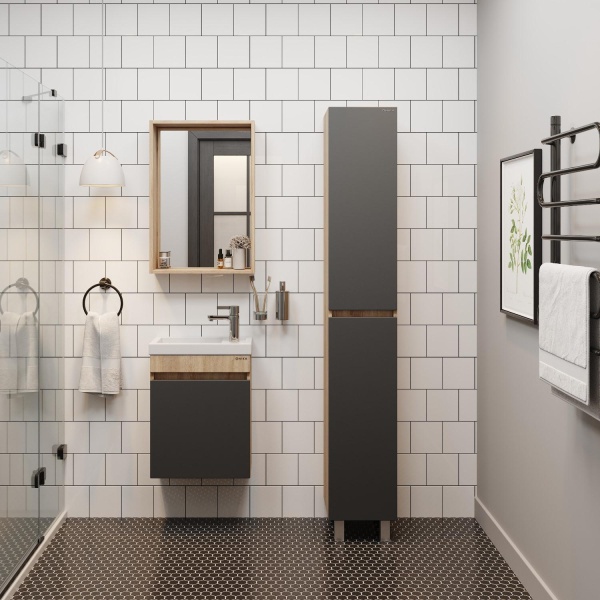 Пенал Onika Милтон 403078 30 см серый матовый и дуб сонома