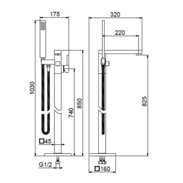 Смеситель напольный Webert Pegaso PE851101740 белый матовый с душевым гарнитуром