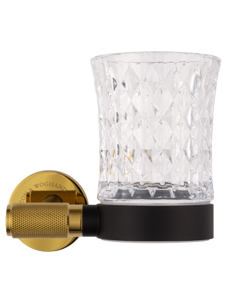 Стакан для зубных щеток Wonzon & Woghand Majestic WW-9221 черный с золотом глянцевый с держателем