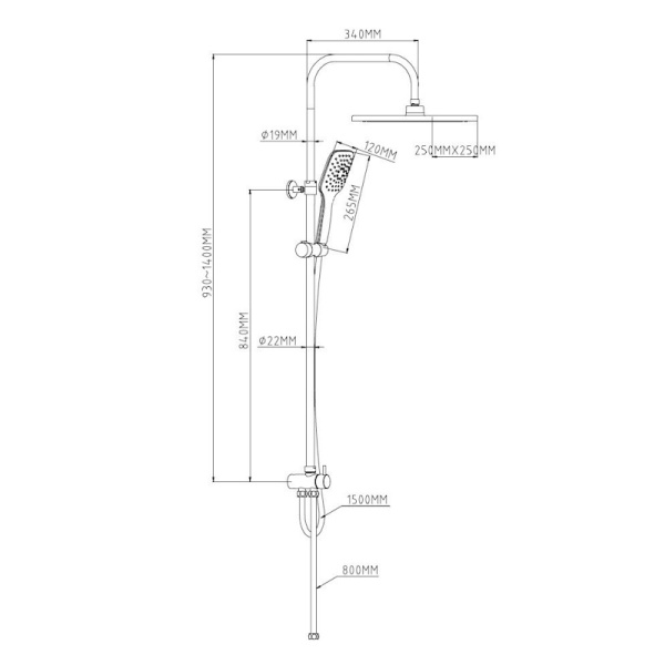Душевая стойка со смесителем Esko Eiger ST1300 хром глянцевая