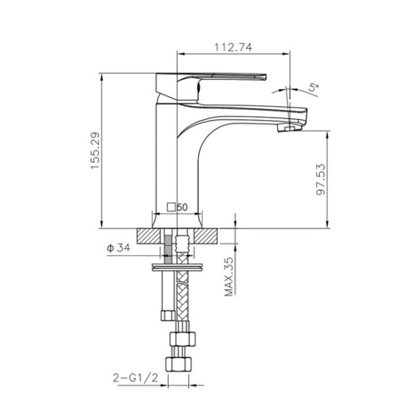 Смеситель для раковины Caprigo Atlantic 51-020-crm хром