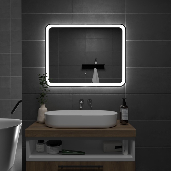 Зеркало Onika Магна 90x85 209029 белое с подсветкой и сенсором