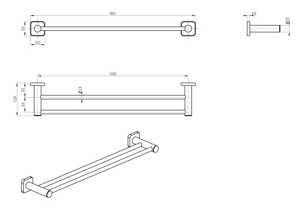Полотенцедержатель Wonzon & Woghand WW-V1102-GM темный графит брашированный двойной