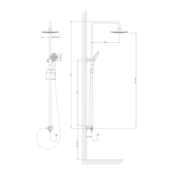 Душевая стойка со смесителем Voda Drop VST1000-1 хром глянцевая