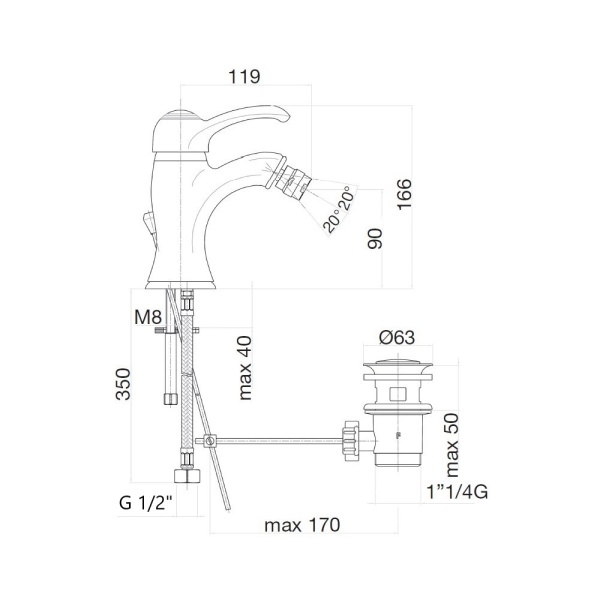 Смеситель для биде Webert Aurora AU840102015 хром глянцевый