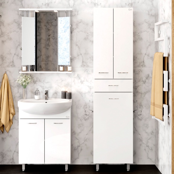 Пенал Onika Модерн 406004 60 см белый напольный с бельевой корзиной