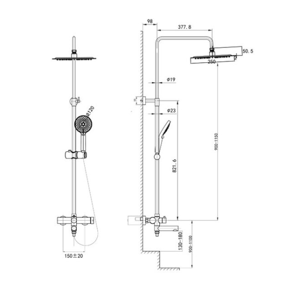 Душевая стойка со смесителем Caprigo Don 53-310-NER черный