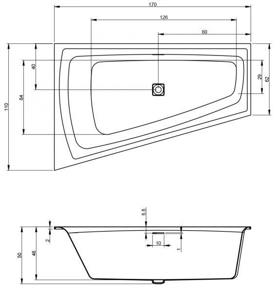 Ванна акриловая Riho Still Smart 170x110 R B101010005 угловая
