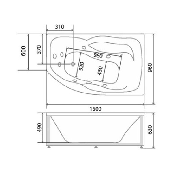 Ванна акриловая BellSan Сати 150x95 R BS.SA-I1500960R белая угловая