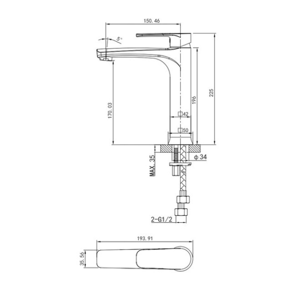 Смеситель для раковины Caprigo Atlantic 51-023-crm хром