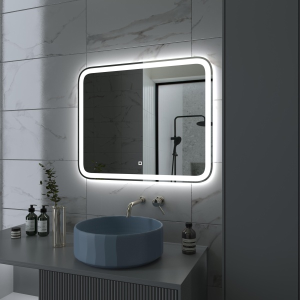 Зеркало Onika Магна 90x85 209029 белое с подсветкой и сенсором