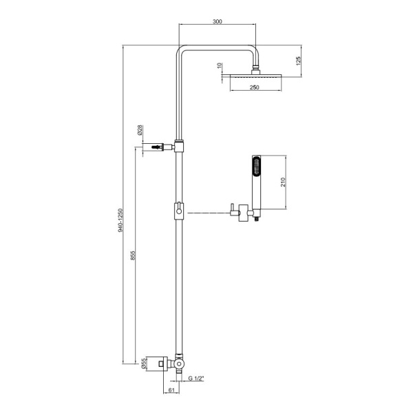 Душевая стойка со смесителем Webert Elio EL980515560METAL черная матовая с термостатом