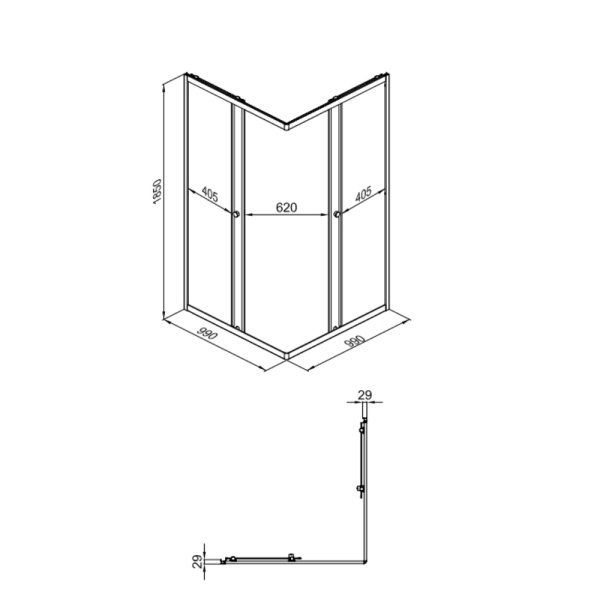 Душевой уголок Triton Вента-Блэк 100x100x185 DK307 профиль черный, стекло прозрачное