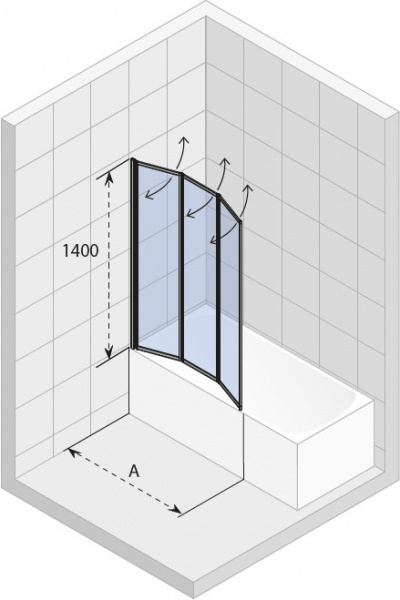 Шторка на ванну Riho Alta 100x140 G008001111 профиль хром