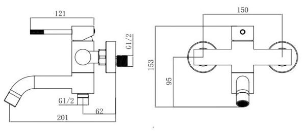 Смеситель для ванны Voda Vessel Black VSL54B черный матовый