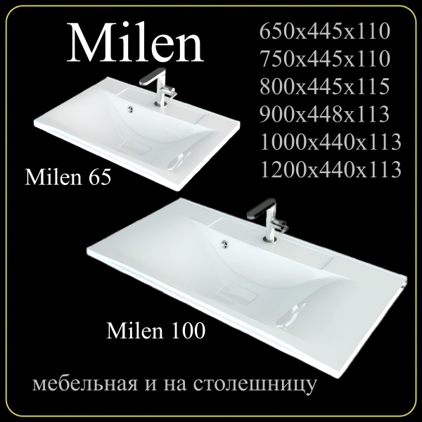 Мебельная раковина Madera Milen 4627173210096 65 см белая глянцевая
