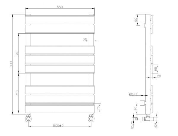 Водяной полотенцесушитель Boheme Venturo 720-CR хром глянцевый