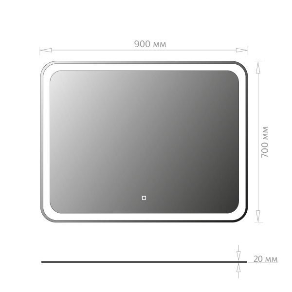 Зеркало Onika Магна 90x85 209029 белое с подсветкой и сенсором